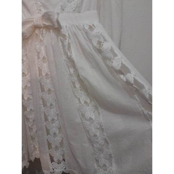 L'atiste By Amy Baby Doll Lace Deep V  Size Medium Mini Dress White - Picture 8 of 14